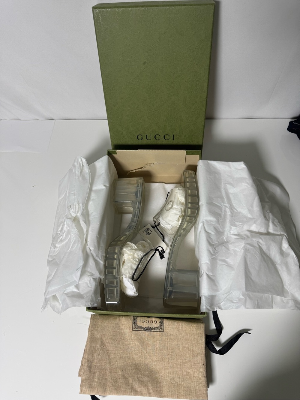 Gucci Rubber Sandals Brand New W/Box & Dustbag Transparent EU 41